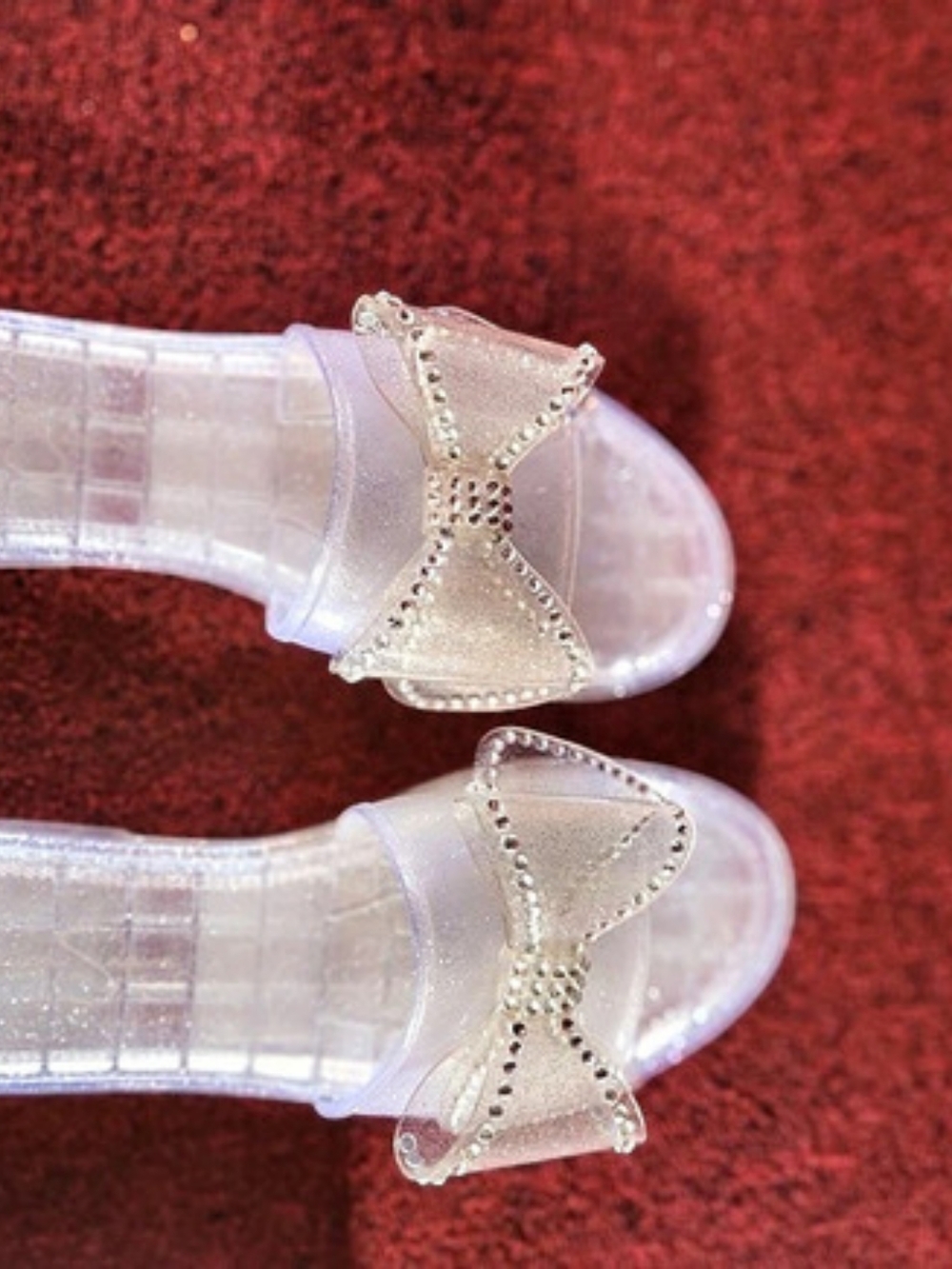 Jessica Simpson Clesandra Bow Jelly Sandals Clear & Silver US 8M
